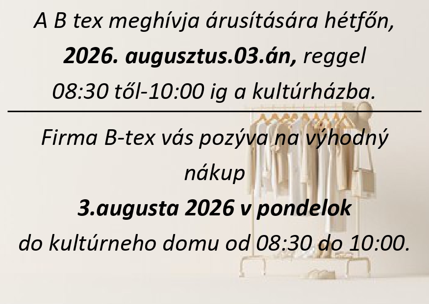 B tex predaj/ árusítás